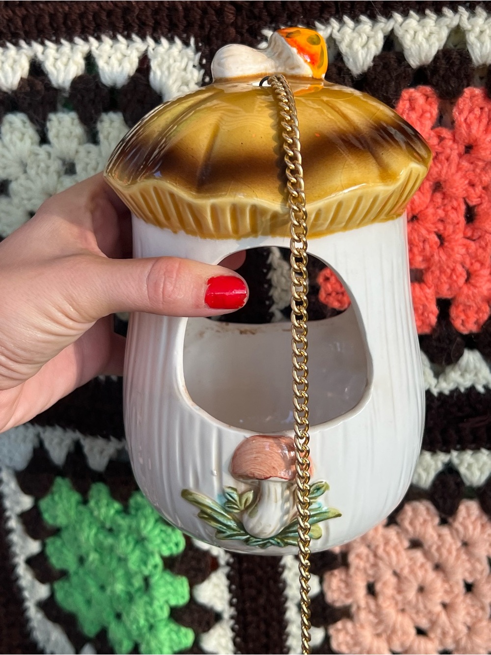 RARE Vintage Sears Roebuck 1976 Japan Ceramic Mushroom Hanging Planter - Picture 5 of 11